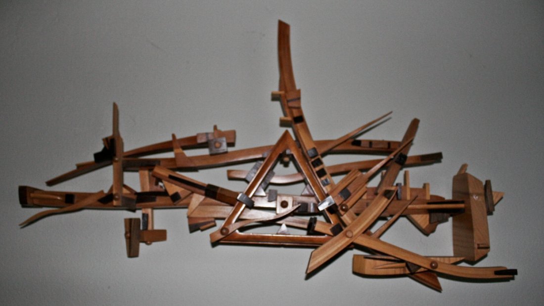 Wooden Ship Wall Mobile, Unsigned: 33" x 18"