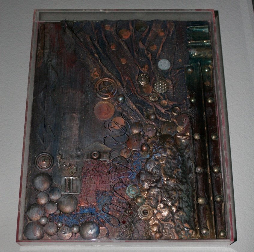 Abstract Lucite Framed Art, by Robert H.: 1990, 11 1/4" x 14 1/4"