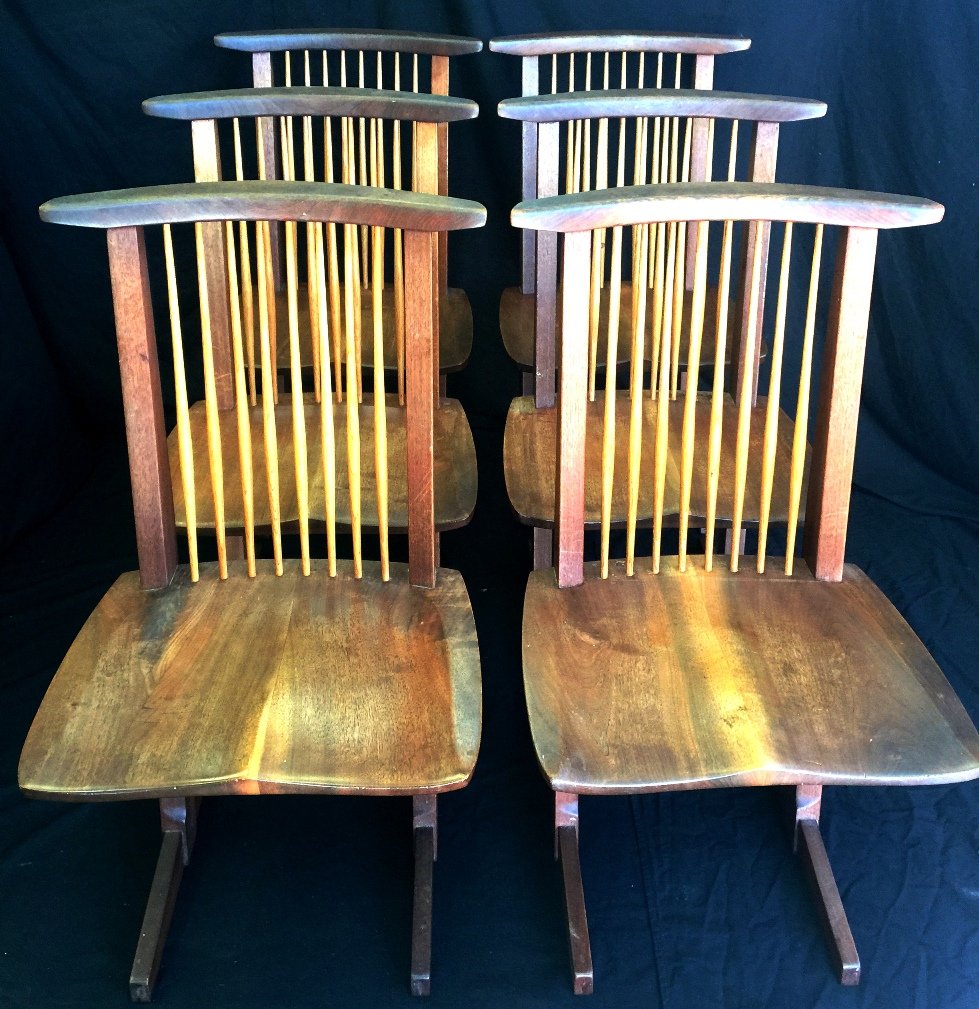 6 WALNUT CONOID NAKASHIMA CHAIRS