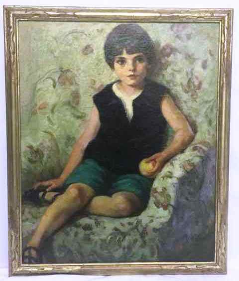 Oil on Canvas by Pauline Palmer (1867-1938): Portrait of Girl, 29" w x 35" tall