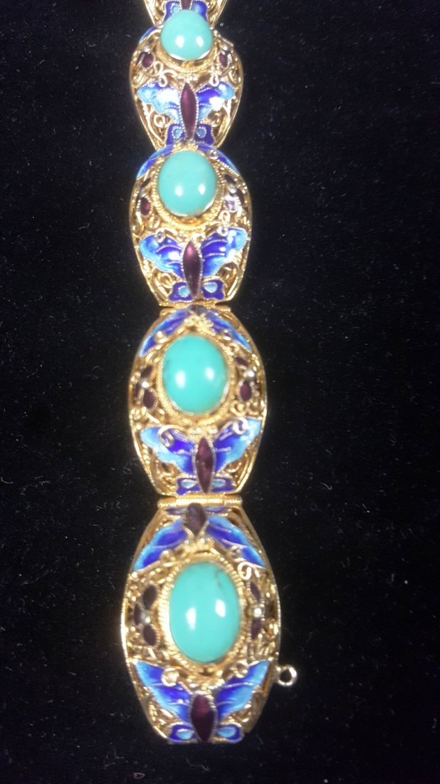 ENAMEL BRACELET CLOISSONE MARKED 925 (1 of 3)