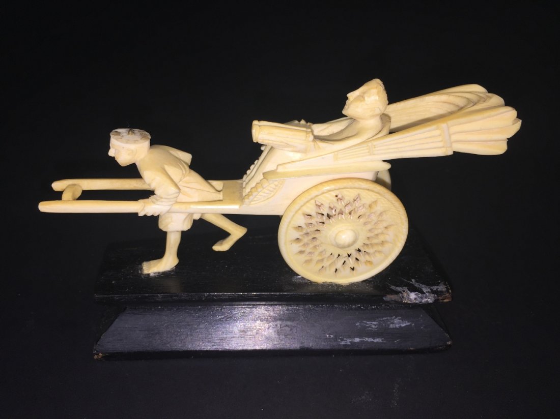 IVORY ASIAN RICKSHAW ON BASE: 5" wide