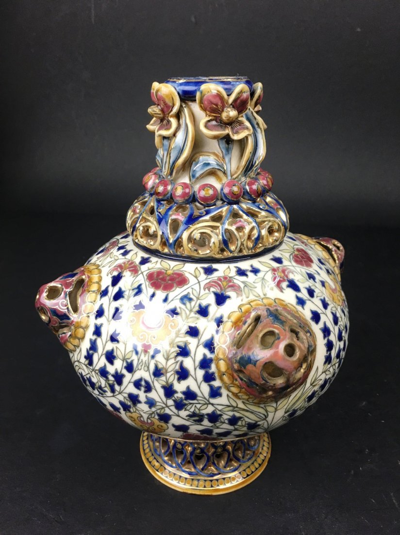 ZSOLNAY PECS VASE: 8.5" tall