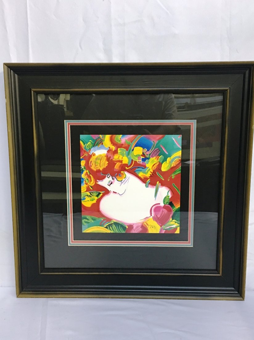 PETER MAX S/N FRAMED FLOWER BLOSSOM LADY 97/300: 27" x 27"