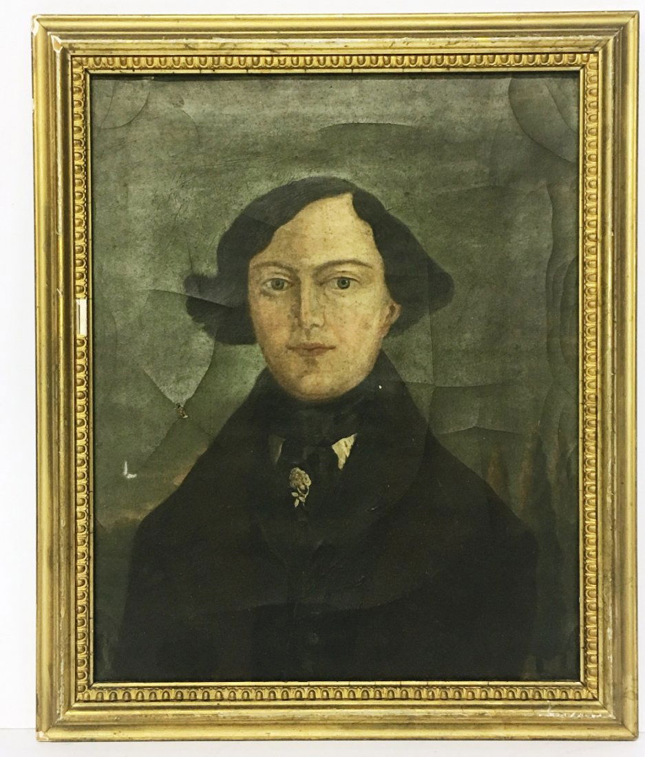 OIL ON CANVAS PORTRAIT OF MAN UNSIGNED EARLY AMERICAN (1 of 4)