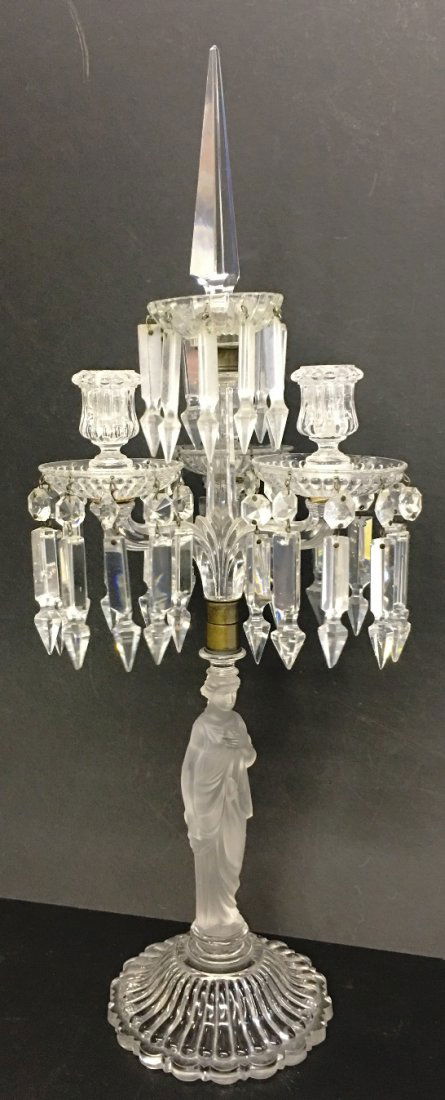 3 ARM CRYSTAL PRISM CANDELABRA FROSTED LADY BASE (1 of 1)