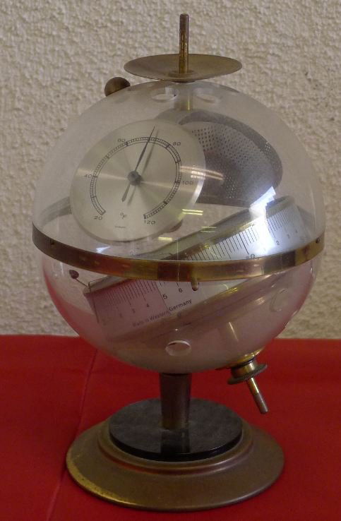 ANTIQUE SPUTNIK WEATHER STATION BAROMETER: ANTIQUE SPUTNIK WEATHER STATION ~ BAROMETER by GERMANY, SPUTNIK WEATHER STATION ~ BAROMETER SPACE AGE 1950s MID CENTURY. Size:8"(high)
