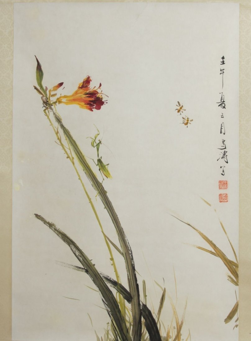 Chinese painting by Wang xuetao: Chinese Painting by Wang Xuetao 王雪涛 (1903 - 1982), is China's famous modern freehand bird, 26.5 x 17.5"