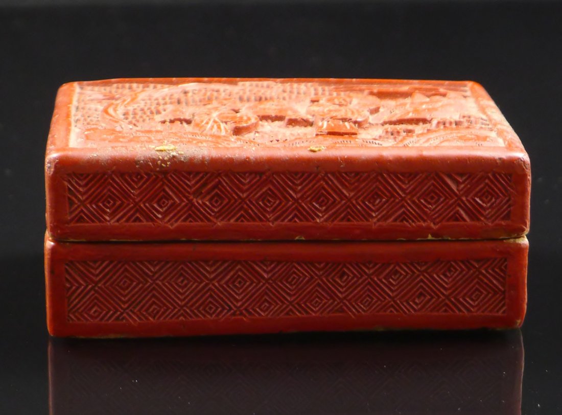 Vintage Chinese cinnabar lacquer ware Box: Vintage Chinese cinnabar lacquer ware Box, 3.8 x 2.5 x 1.5".