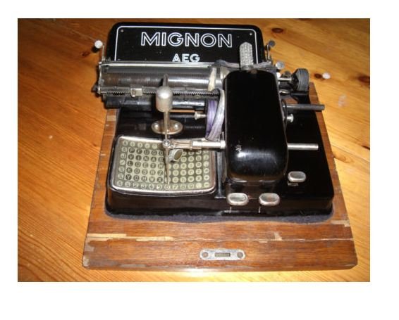 Antique AEG Mignon Typewriter: Antique AEG Mignon Typewriter, made in Germany.
