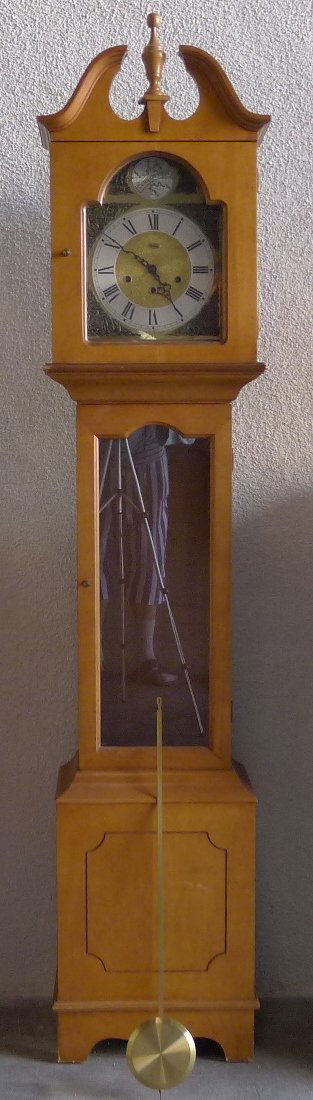 Vintage Ethan Allen Tempus Fugit Grandfather Clock: Vintage Ethan Allen Tempus Fugit Grandfather Clock, West Germany, 70" high.