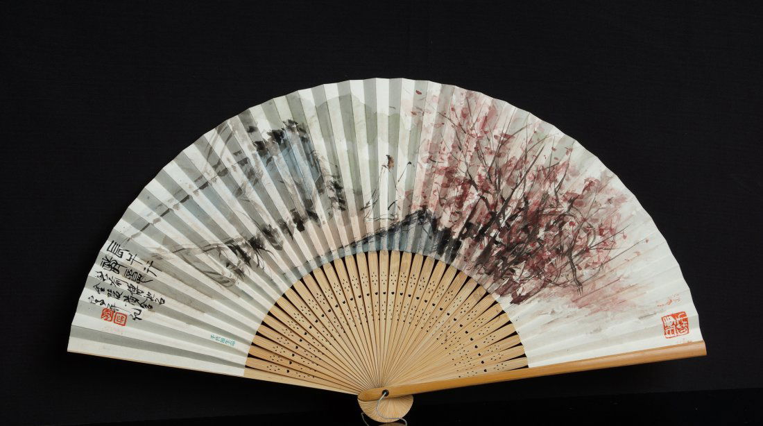 Chinese painting on the fan: Chinese painting on the fan by Fu Baoshi 傅抱石 (1904-1965), was a Chinese painter. (It's from Japanese collector)