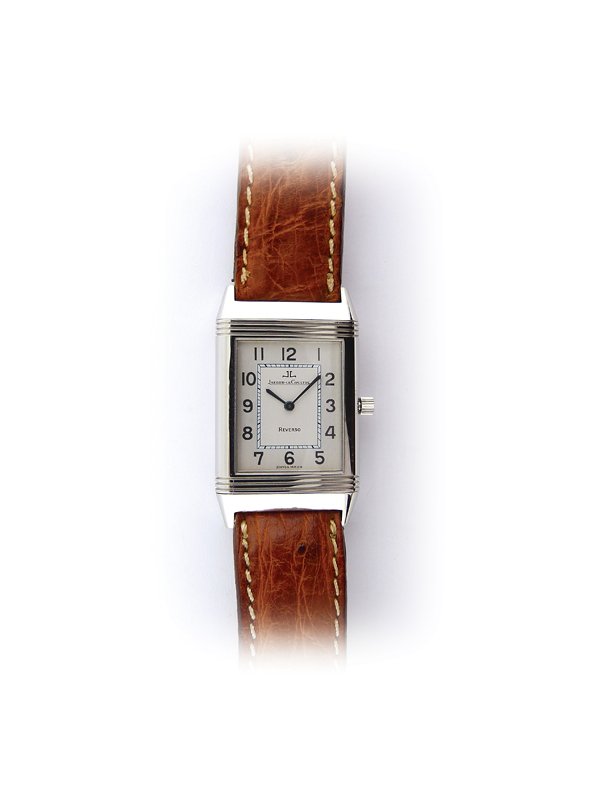 Jaeger-LeCoultre Reverso Classique.: Jaeger-LeCoultre Reverso Classique, no. 1724118, ref. 250.8.86. Made circa 1997. Rectangular, stainless steel reversible wristwatch with a Jaeger-LeCoultre stainless steel deployant clasp. Five-body, 
