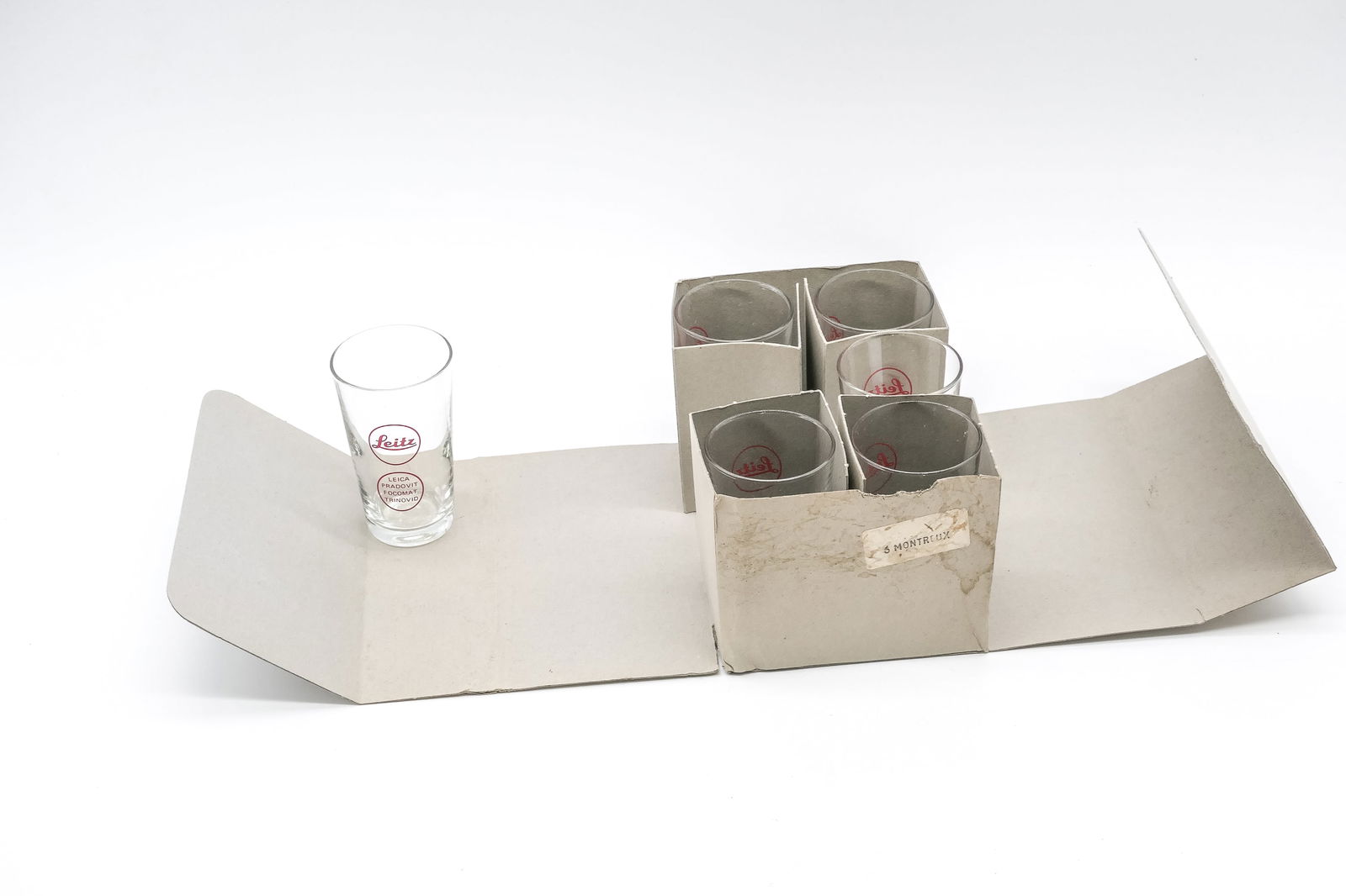 Set of six Leitz shot glasses, in their original box (1 of 8)