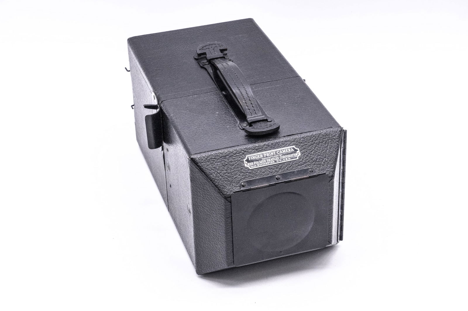 Folmer Graflex Finger Print Camera: Folmer Graflex Finger Print Camera, Nr. 347831. A copy camera built for life-size images of fingerprints and other small objects, made between 1918-1952. With Graflex plate holder and spare lamps. A f