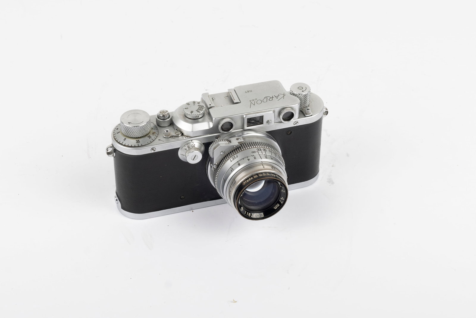 Kardon USA "Civilian": Kardon USA "Civilian" Nr. 1167 with 47mm Kodak Ektar f2, Nr. E017911, apparently recovered. Condition: Excellent ++