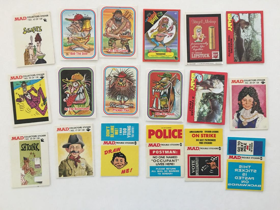 1988 Donruss Awesome! All-Stars set of cards and more: 1988 Donruss Awesome! All-Stars set of cards and more. Including Bob the Slob, Carl the Contra, Bo the Bookmaker, Prickley Paul, Billy Big Mouth, and a group of Mad Magazine Collector cards and Sticke