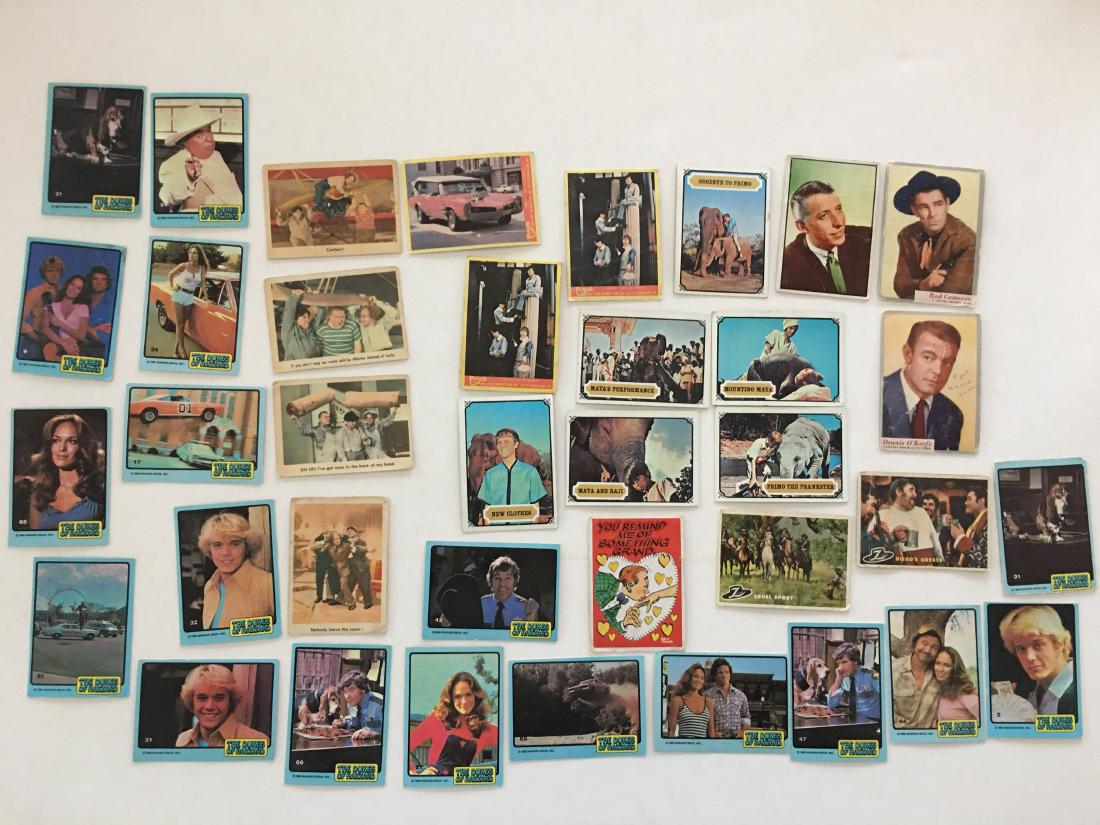 Collector Card Lot including Monkees and Dukes of: 18 Dukes of Hazards, 3 monkees, 4 Three Stooges, 5 Mysteries of India Cards, 2 vintage Zorro Cards and other various actor cards including Rod Cameron.