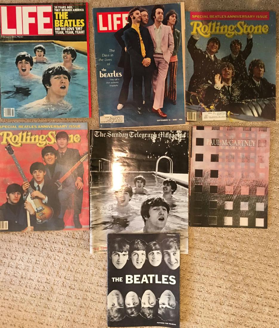 A Collection of 7 Beatles Magazines and Beatles: Beatles PICTURES FOR FRAMING has many full page pictures. Rolling Stone, Life and Sunday Telegraph Magazine. Also includes rare Paul McCartney World Tour Book
