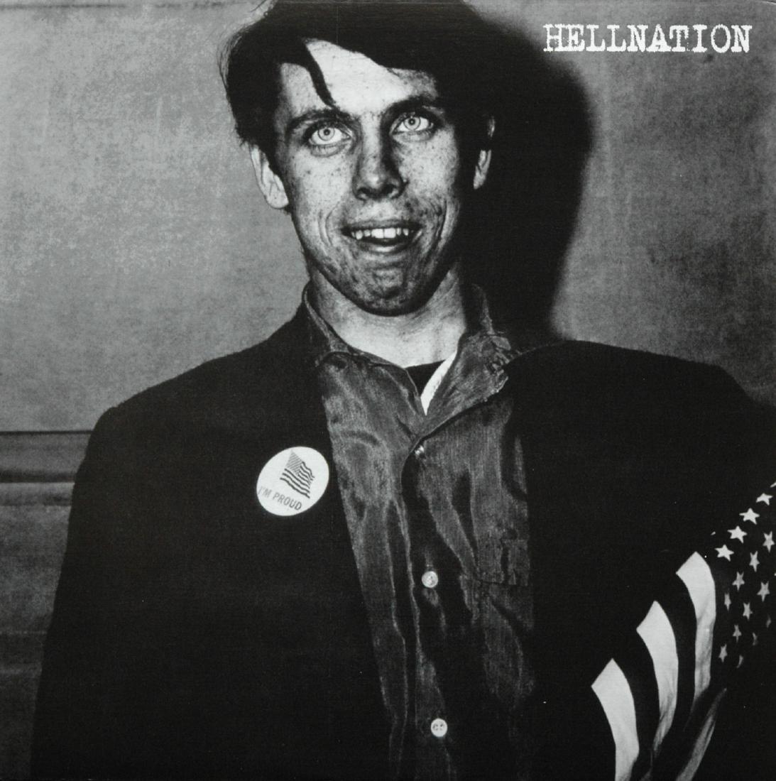 ARBUS, Diane. Hellnation, Cheerleaders for Imperialism: ARBUS, Diane. Hellnation, Cheerleaders for Imperialism, San Francisco: Slap A Ham Records, 1999. Record cover, with vinyl LP and lyric sheet, 12 1/4 x 12 1/4 inches. The entire front of the record sle