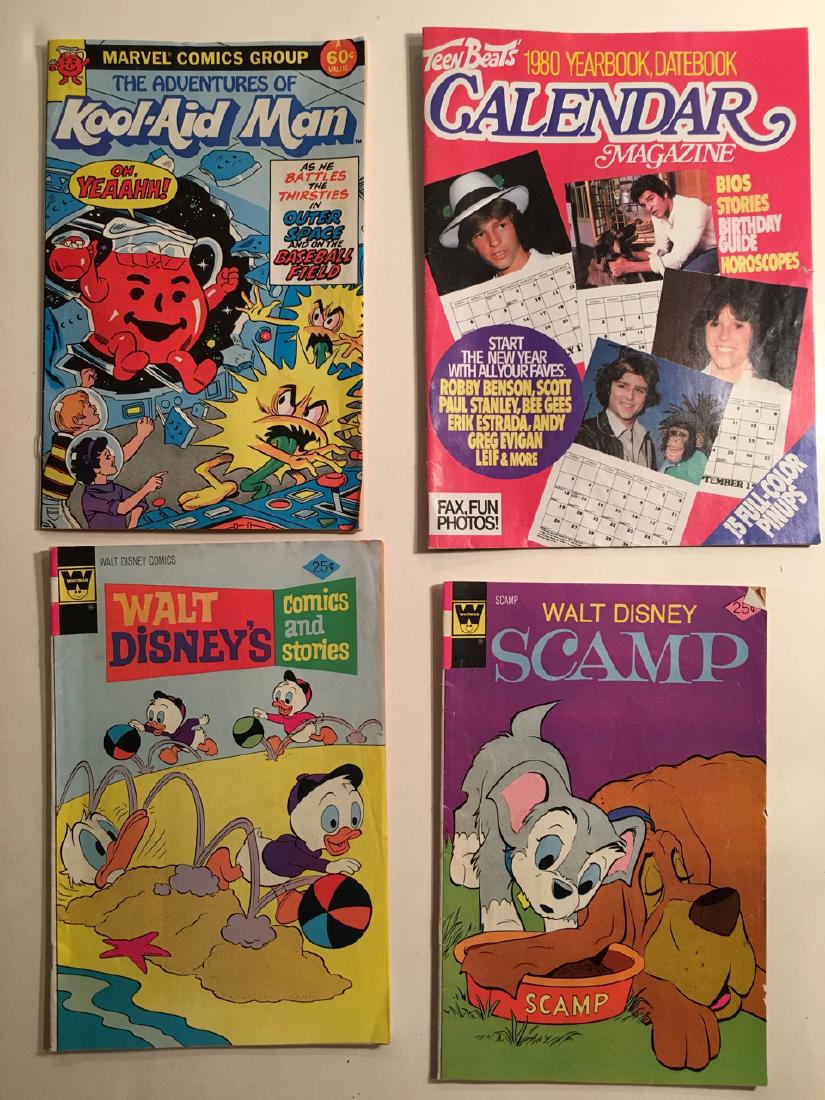 Collection of comics including SCAMP: Scamp, Walt Disney, Marvel Comics Kool Aid Man and a Teen Beat