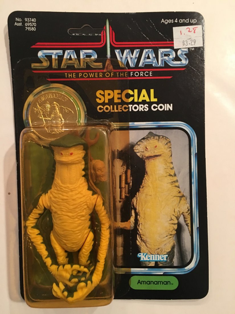STAR WARS THE POWER OF THE FORCE ANANAMAN 1984: STAR WARS THE POWER OF THE FORCE ANANAMAN 1984. Kenner. Back shows collect all 92. Merchandising cutout is unpunched. No dents in blister pack. almost near mint !
