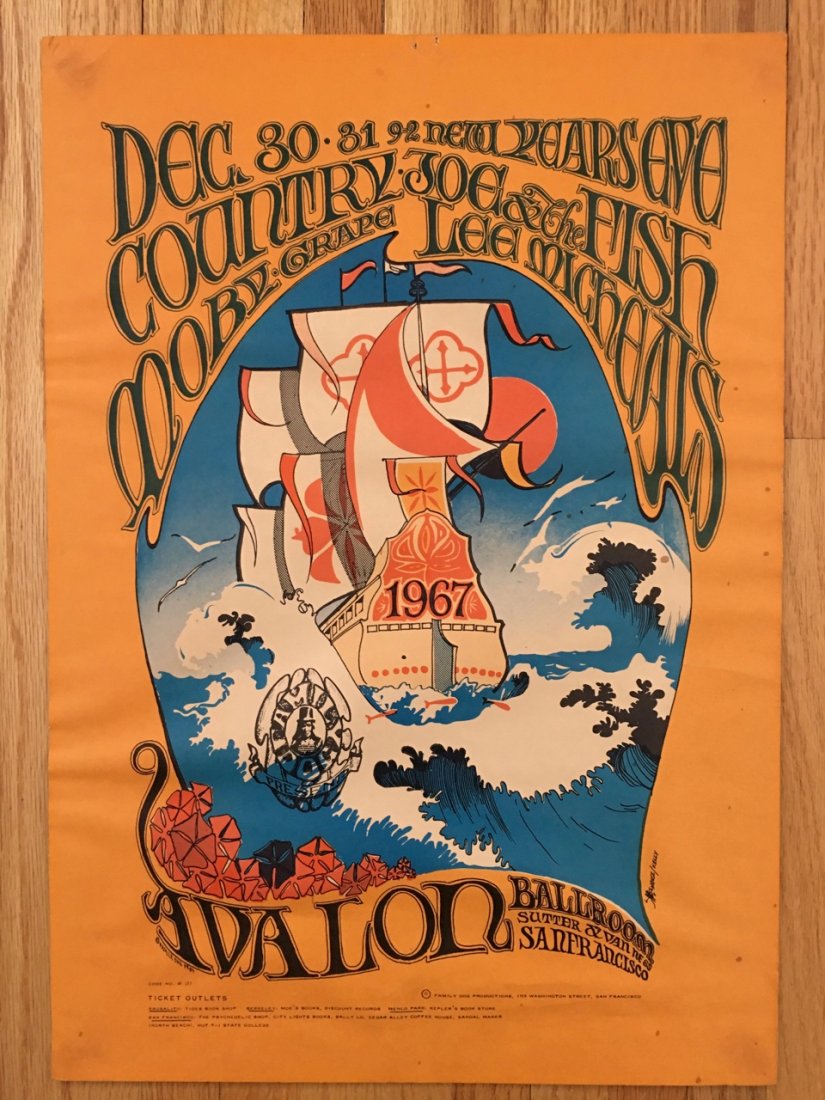 Country Joe & the Fish Concert Poster FD-41: Country Joe & the Fish Psychedelic Concert Poster FD-41. "Family Dog FD-41 concert poster for Country Joe & the Fish, Moby Grape and Lee Michaels at the Avalon Ballroom on December 30-31, and New Year