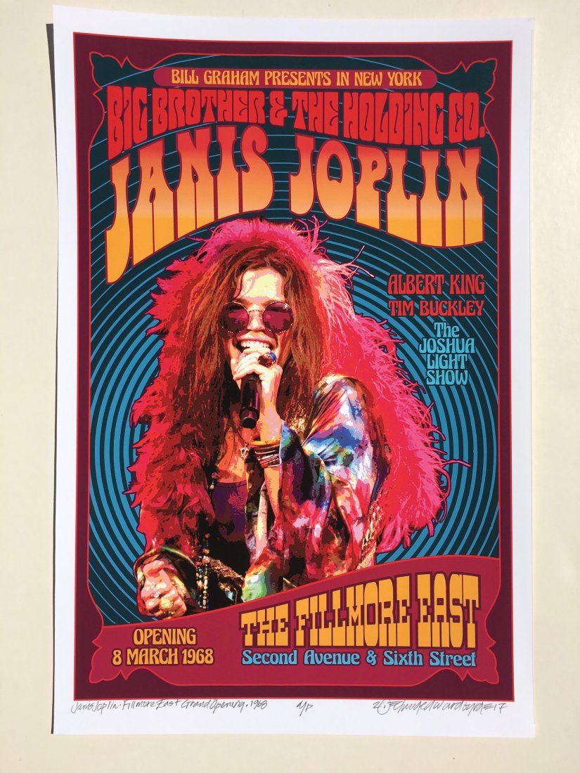 DAVID BYRD - Janis Joplin 1968 - Signed Artists Proof: Archival MATTE Paper giclée print by David Edward Byrd - signed Artists Proof. Dimensions approx. 22H x 17W Unframed. Style/Period: Art: Contemporary Born near Chattanooga, Tennessee, David Edward By