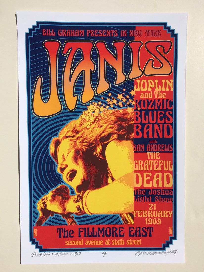DAVID BYRD - Janis Joplin - Signed Artists Proof: Archival MATTE Paper giclée printby David Edward Byrd - signed Artists Proof.Dimensions approx. 22H x 17W Unframed.Style/Period: Art: Contemporary Born near Chattanooga, Tennessee, David Edward Byrd 