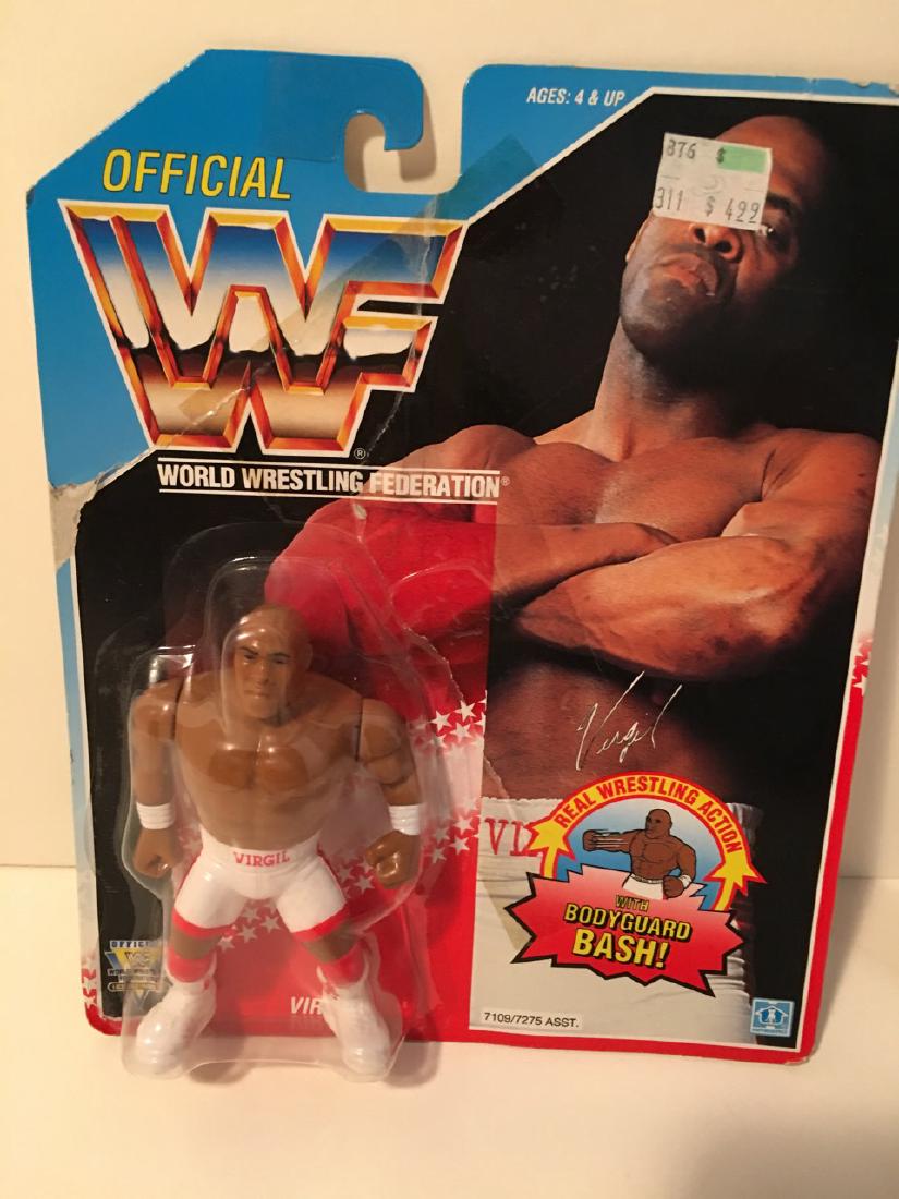 WWF WRESTLING CHARACTER - VIRGIL: WWF WRESTLING CHARACTER - VIRGIL WITH REAL WRESTLING ACTION - BODYGAURD BASH. 1990 TITANSPORTS. HASBRO. NEW IN BOX.