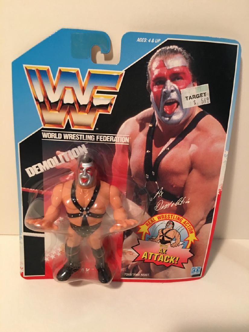 WWF WRESTLING CHARACTER - DEMOLITION AX: WWF WRESTLING CHARACTER - DEMOLITION AX WITH REAL WRESTLING ACTION - AX ATTACK. 1990 TITANSPORTS. HASBRO. NEW IN BOX.