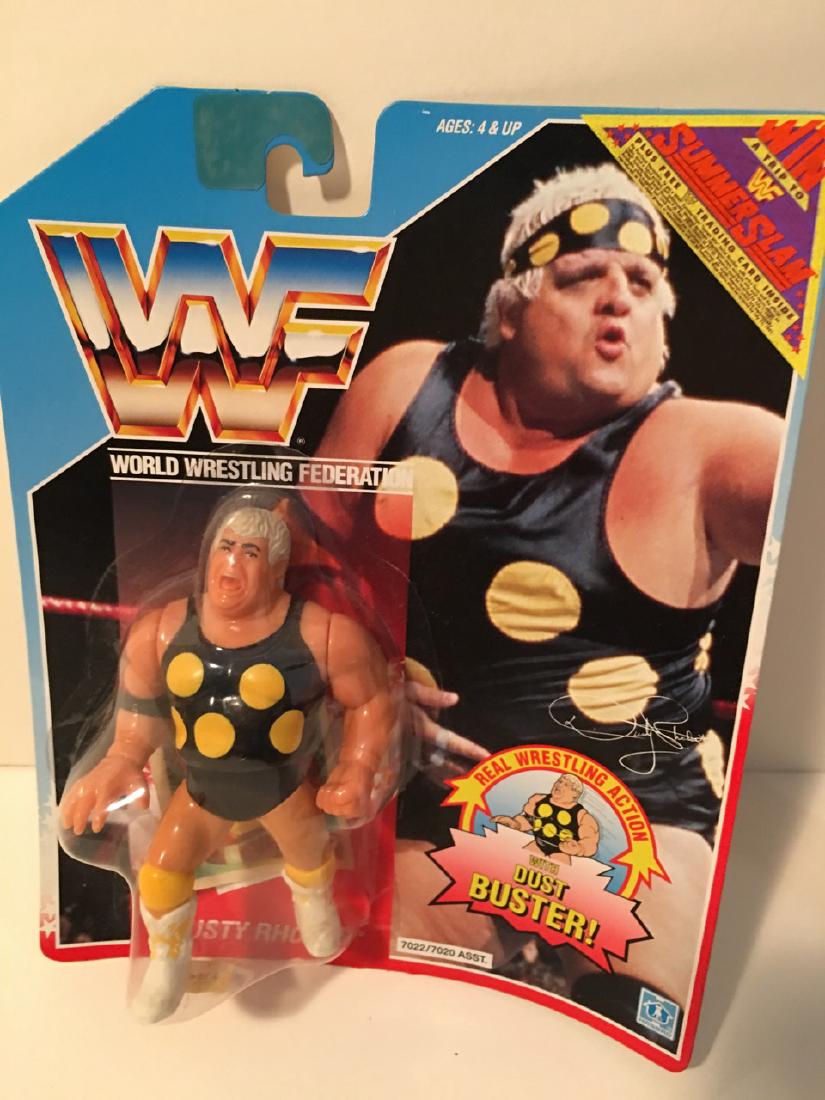 WWF WRESTLING CHARACTER - DUSTY RHODES: WWF WRESTLING CHARACTER - DUSTY RHODES WITH REAL WRESTLING ACTION - DUST BUSTER. 1990 TITANSPORTS. HASBRO. NEW IN BOX.