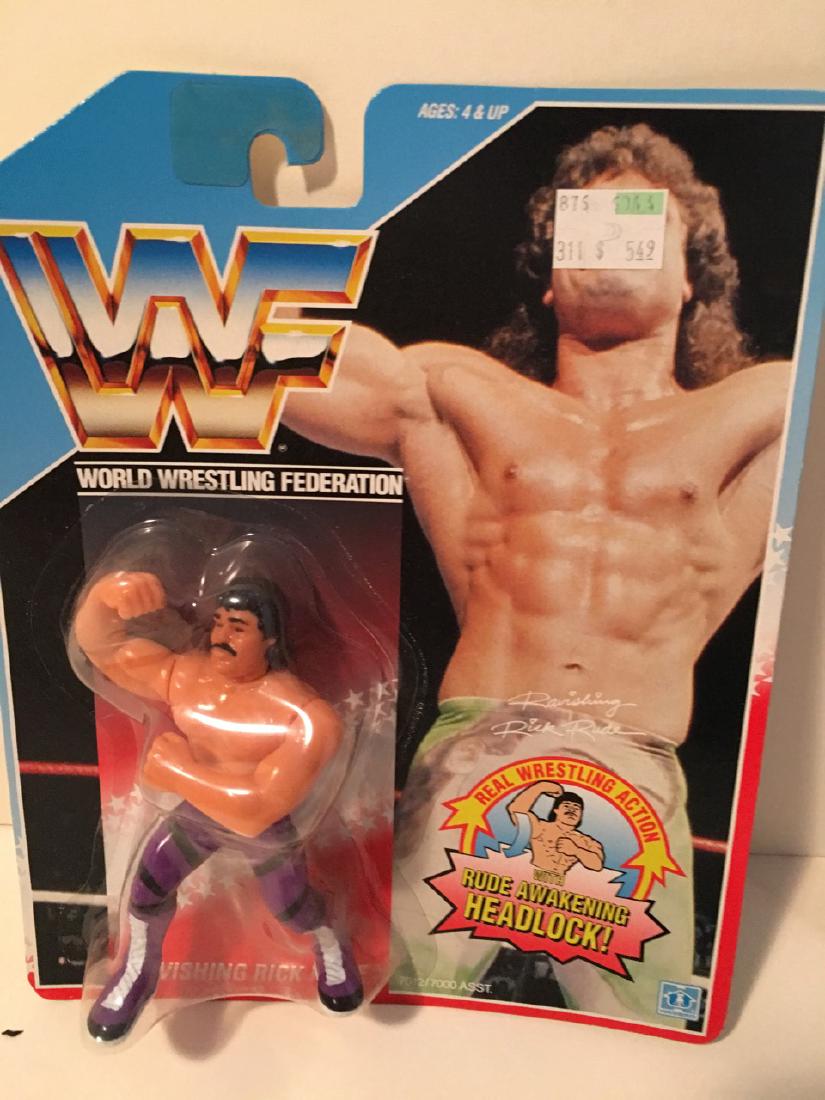 WWF WRESTLING CHARACTER - RAVASHING RICK RUDE: WWF WRESTLING CHARACTER - RAVASHING RICK RUDE WITH REAL WRESTLING ACTION - RUDE AWAKENING HEADLOCK. 1990 TITANSPORTS. HASBRO. NEW IN BOX.