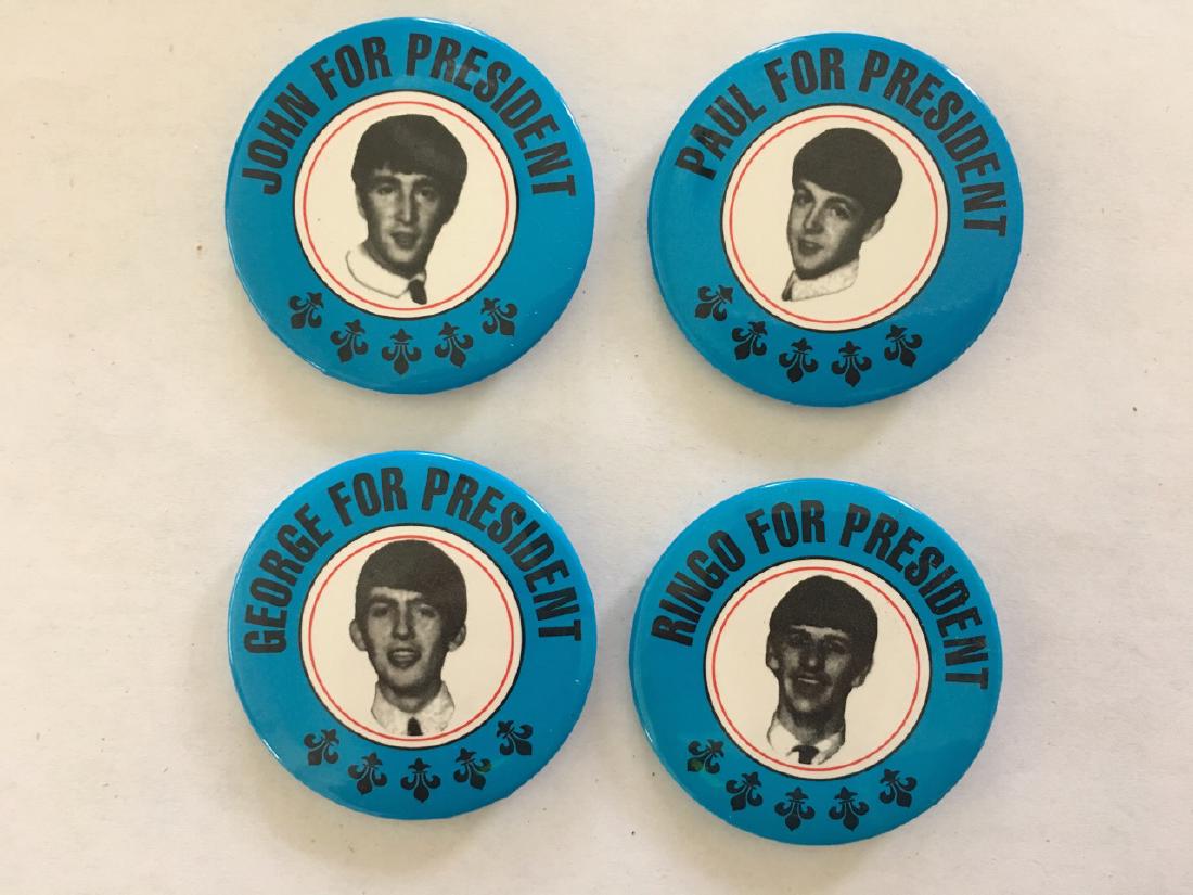 RARE COLLECTION OF ALL 4 BEATLES FOR PRESIDENT BUTTONS: RARE COLLECTION OF ALL 4 BEATLES FOR PRESIDENT BUTTONS