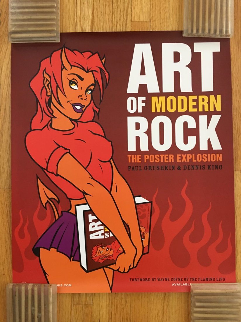 THE ART OF MODERN ROCK - DEVIL POSTER - RED: THE ART OF MODERN ROCK - DEVIL POSTER. PROMO POSTER FROM THE LAUNCH OF THE NOW INFAMOUS POSTER BOOK - AOR. BY PAUL GRUSHKIN AND DENNIS KING.