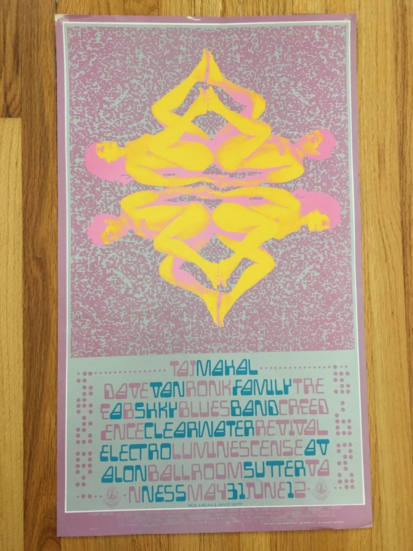 TAJ MAHAL - FD121 - 1ST PRINTING-A: TAJ MAHAL - FD121 - 1ST PRINTING-A STYLE, WITH Dave Van Ronk, Family Tree, A.B. Skhy Blues Band, Creedence Clearwater Revival ON May 31, 1968 AT THE AVALON. ART BY Paul Kagan AND David Smith