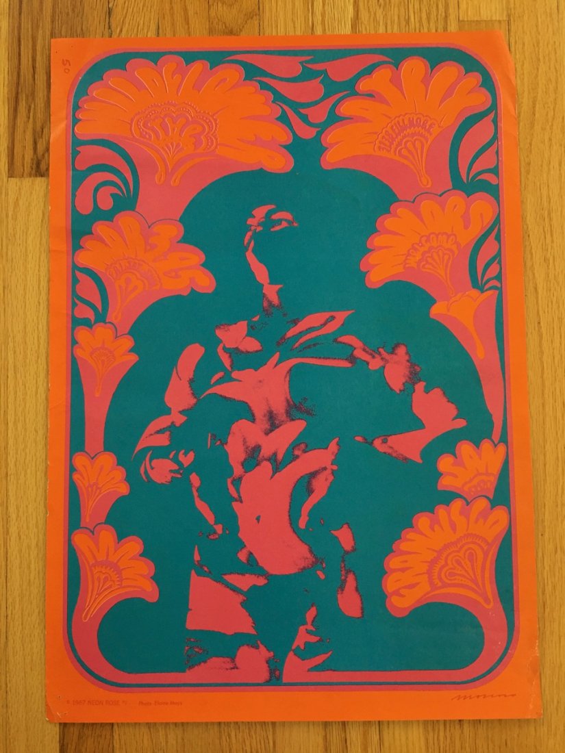 NEON ROSE #9: BY Victor Moscoso AND Elaine Mays. Mar 3, 1967 AT THE MATRIX. poster is in good conditiopn with slight fading edgewear and creasing.