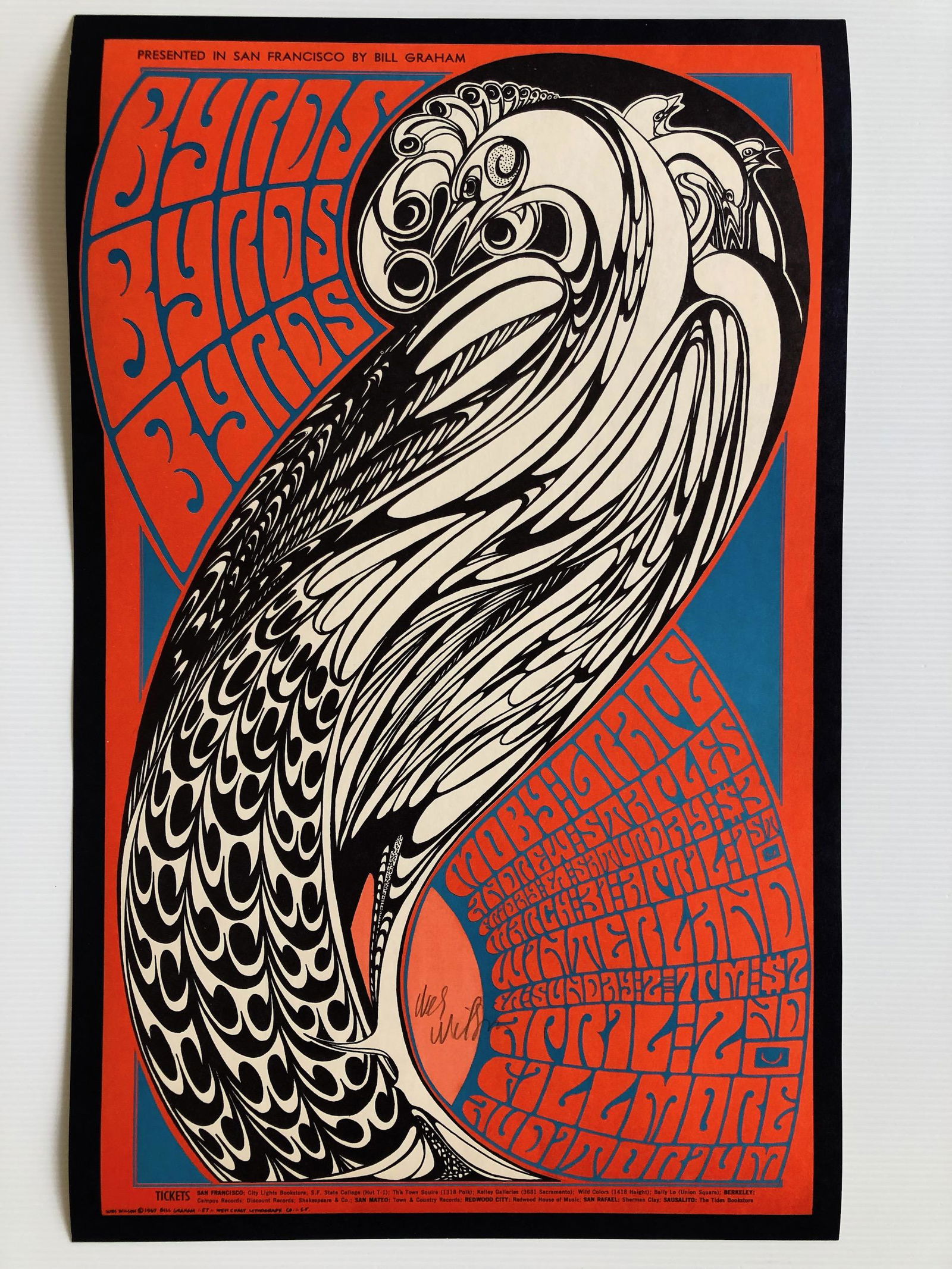 BG-57 SIGNED WES WILSON BYRDS & MOBY GRAPE (1 of 2)