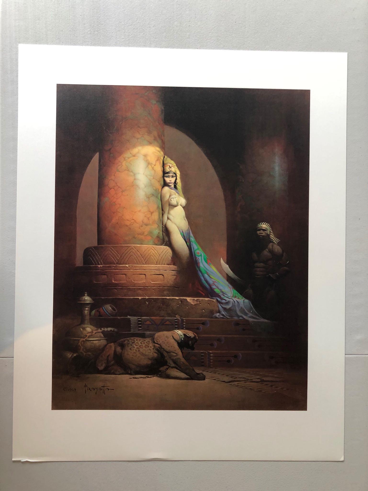 SET OF FRANK FRAZETTA PRINTS: FRANK FRAZETTA HIGH-QUALITY PRINT ON HEAVY STOCK. Frank Frazetta "Worldbearer" Canvas Textured Art PrintPrint #21: " Egyptian Queen " High quality art print from Fairfax Prints, Ltd.Made from original