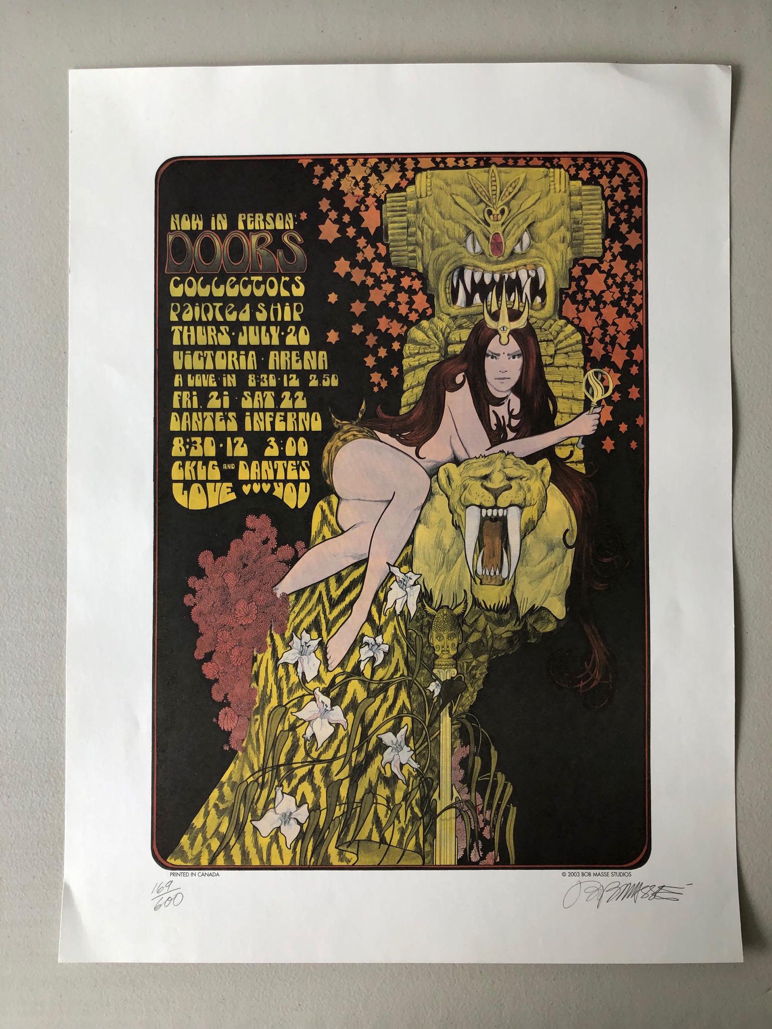 DOORS - SIGNED AND NUMBERED BY BOB MASSE: THE DOORS - SIGNED AND NUMBERED BY BOB MASSE. #169 / 600. 2003 BY THE ARTIST. LIGHT CREASING ON CORNERS.. GOOD CONDITION.