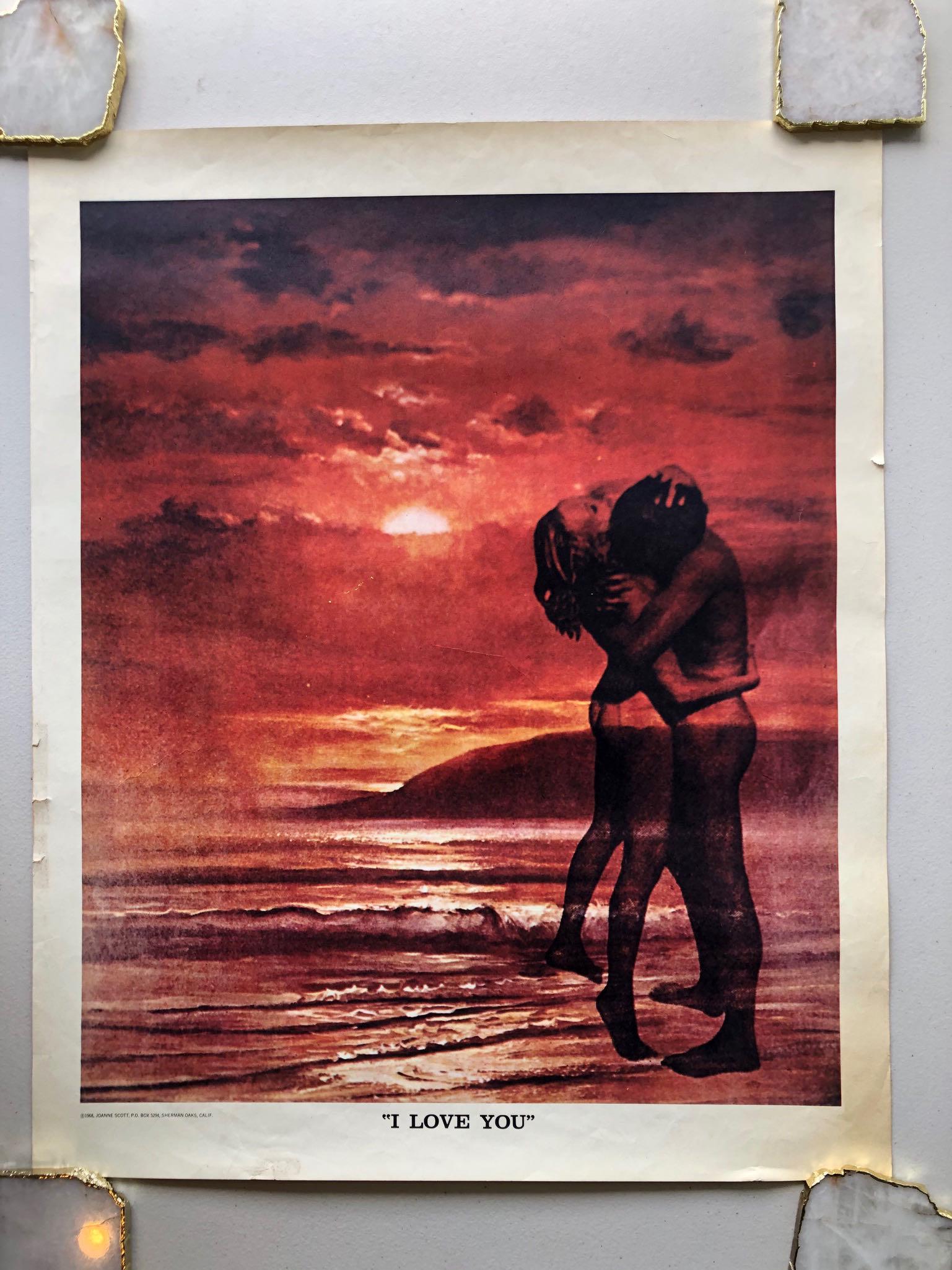 1968 HIPPIE POSTER I LOVE YOU: 1968 HIPPIE POSTER I LOVE YOU WITH DESIGN BY JOANNE SCOTT.