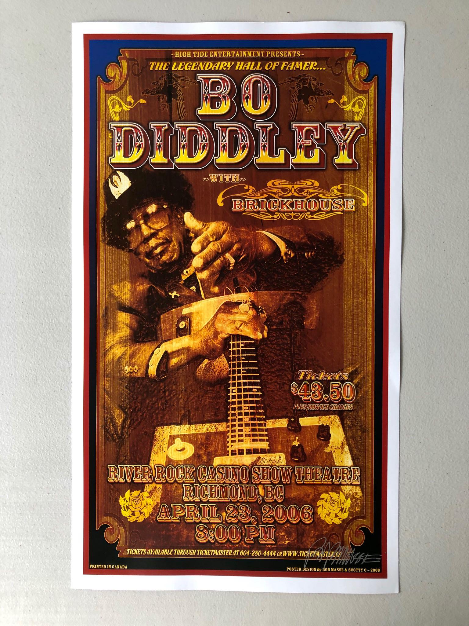 BO DIDDLEY SIGNED BOB MASSE POSTER: BO DIDDLEY SIGNED BY BOB MASSE POSTER