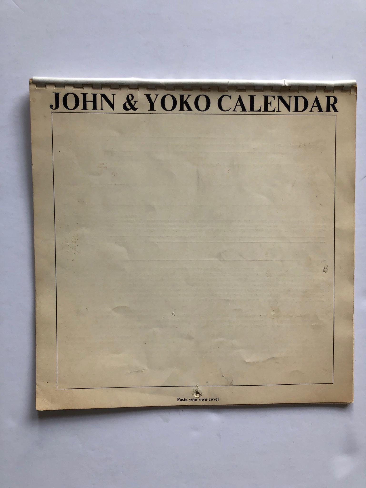 JOHN LENNON AND YOKO CALENDAR: JOHN AND YOKO CALENDAR