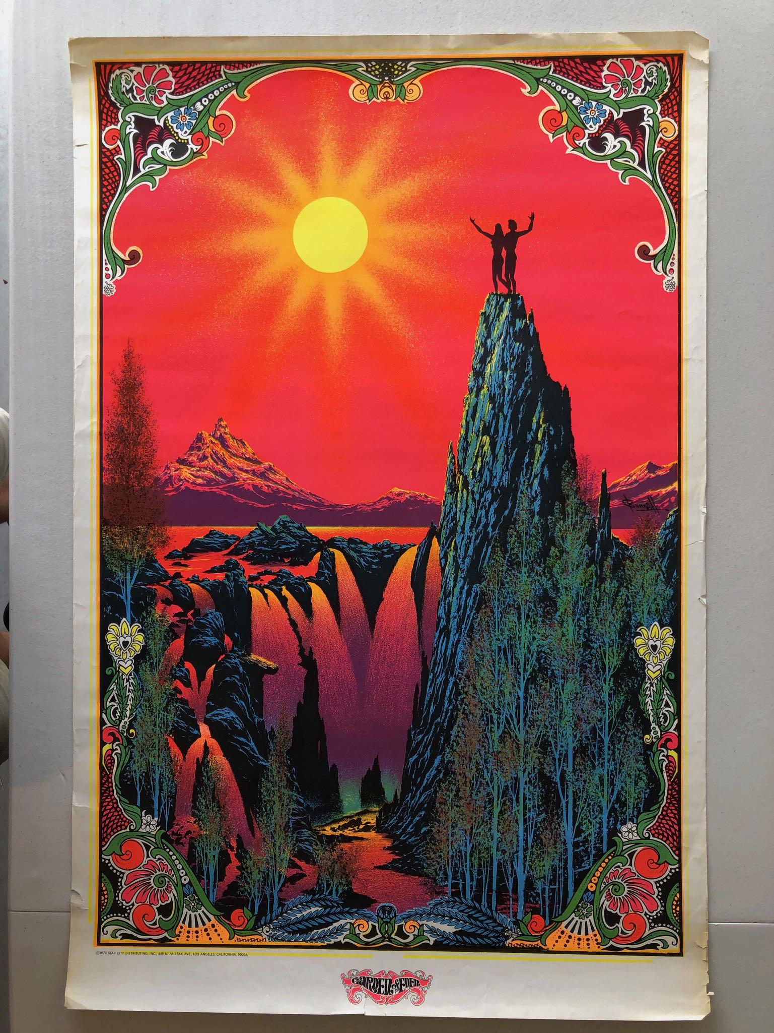 GARDEN OF EDEN BLACKLIGHT POSTER: GARDEN OF EDEN BLACKLIGHT POSTER 1970 STAR CITY. WITH EDGE WEAR.