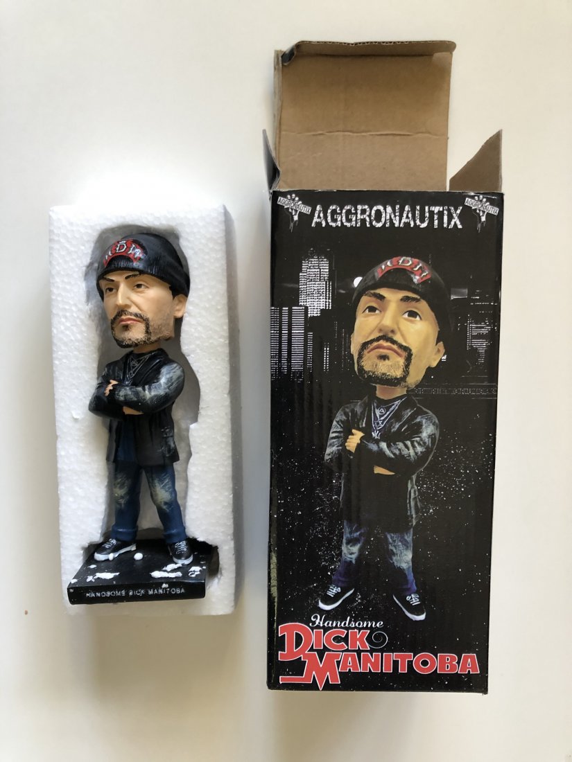 HANDSOM DICK MANITOBA BOBBLE-HEAD: HANDSOM DICK MANITOBA BOBBLE-HEAD. Richard "Handsome Dick" Manitoba (born Richard Blum; January 29, 1954) is an American punk rock singer and radio personality, best known as the lead singer of New Yo