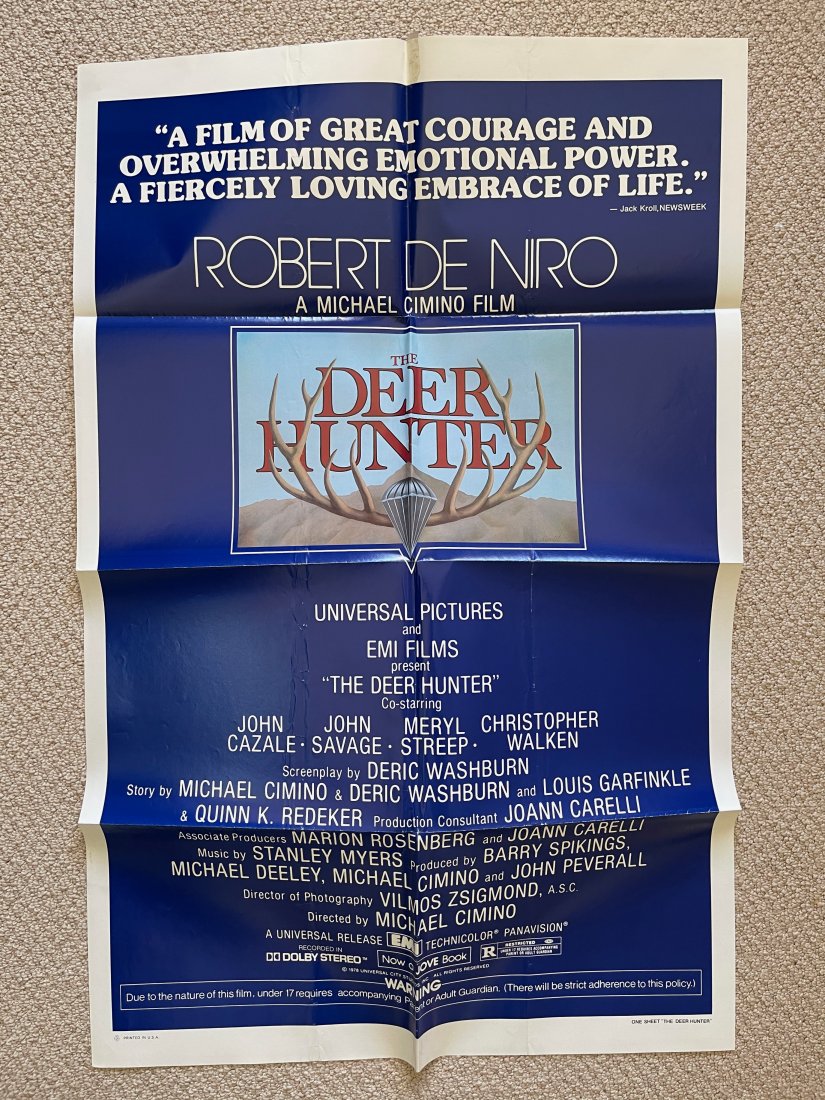 The Deer Hunter MOVIE POSTER: ORIGINAL MOVIE POSTER. These posters are all originals (except where noted being a reprint). The classic ones all have the NSS notations and/or serial numbers on them.These were all posters used at a 