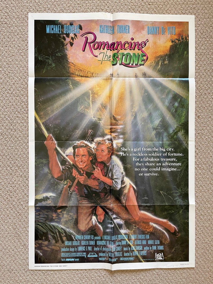 Romancing the Stone MOVIE POSTER: ORIGINAL MOVIE POSTER. These posters are all originals (except where noted being a reprint). The classic ones all have the NSS notations and/or serial numbers on them.These were all posters used at a 