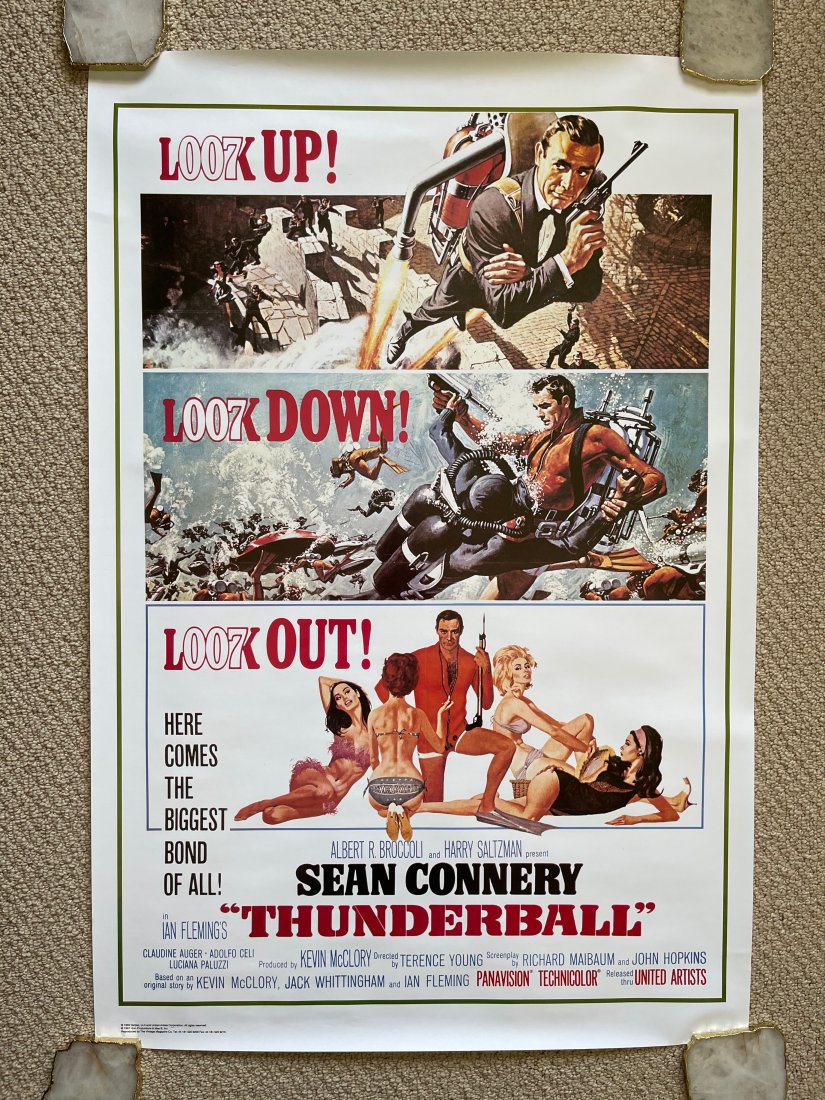 Thunderball Reprint MOVIE POSTER: These posters are all originals (except where noted being a reprint). The classic ones all have the NSS notations and/or serial numbers on them.These were all posters used at a working movie theater, 
