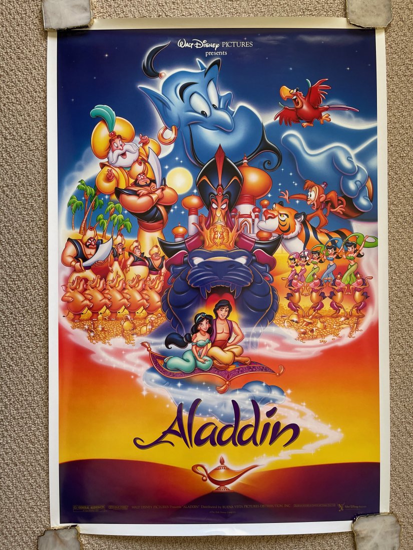 ALADDIN MOVIE POSTER: ORIGINAL MOVIE POSTER. These posters are all originals (except where noted being a reprint). The classic ones all have the NSS notations and/or serial numbers on them.These were all posters used at a 