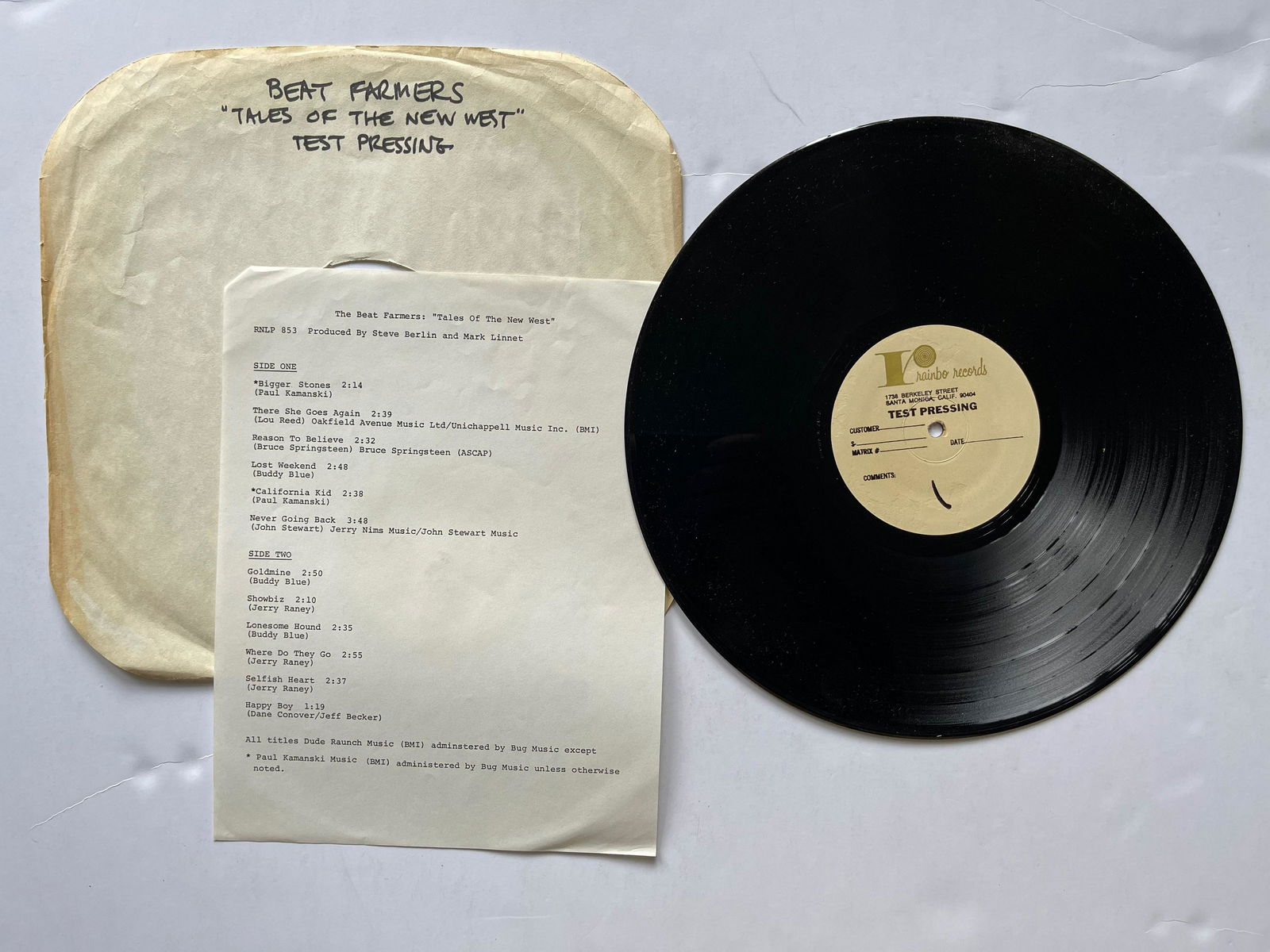 The Beat Farmers - Tales Of The New West TEST PRESSING (1 of 1)